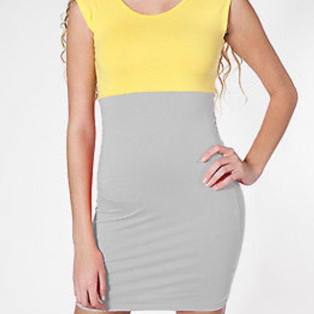 American Apparel gray & yellow bodycon dress XS